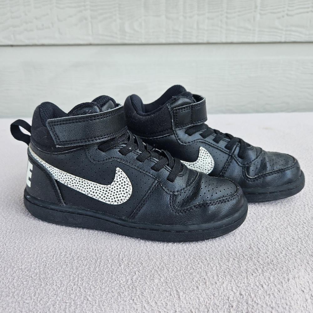 Nike Court Borough Mid Sneaker Child SZ 11.5C Black Hook & Loop 870026-006